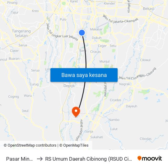 Pasar Minggu to RS Umum Daerah Cibinong (RSUD Cibinong) map