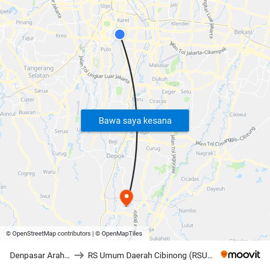 Denpasar Arah Barat to RS Umum Daerah Cibinong (RSUD Cibinong) map