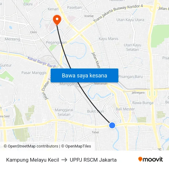 Kampung Melayu Kecil to UPPJ RSCM Jakarta map