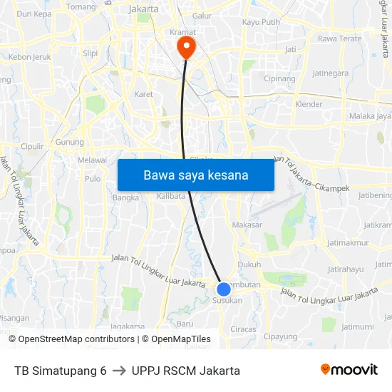TB Simatupang 6 to UPPJ RSCM Jakarta map