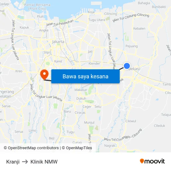 Kranji to Klinik NMW map