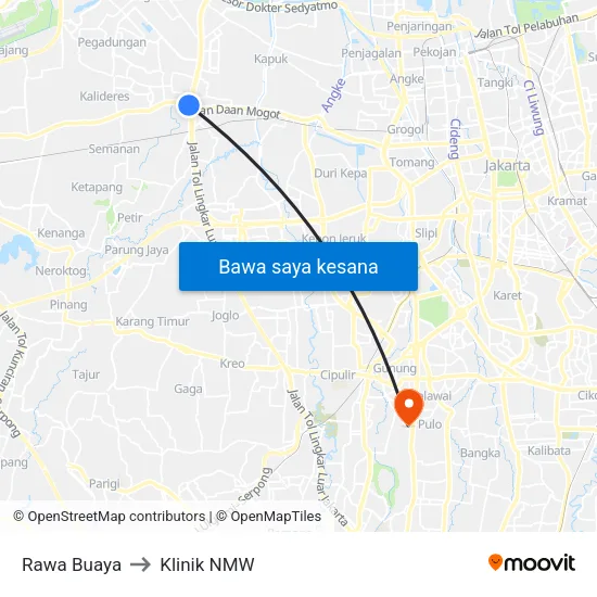 Rawa Buaya to Klinik NMW map