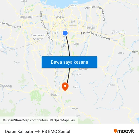 Duren Kalibata to RS EMC Sentul map