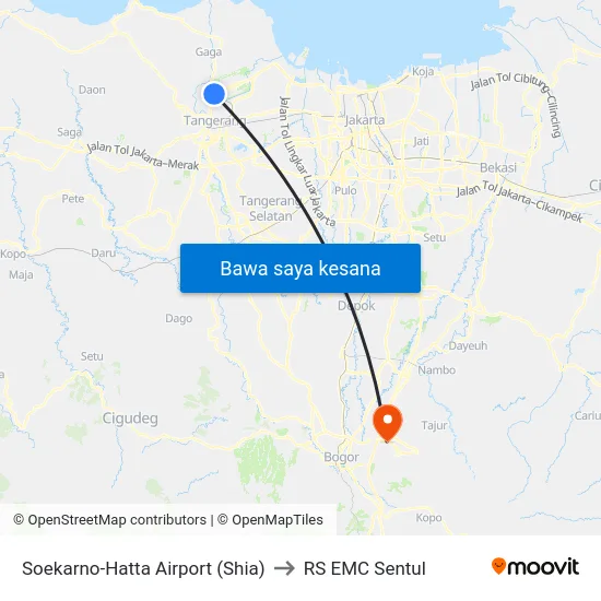 Soekarno-Hatta Airport (Shia) to RS EMC Sentul map