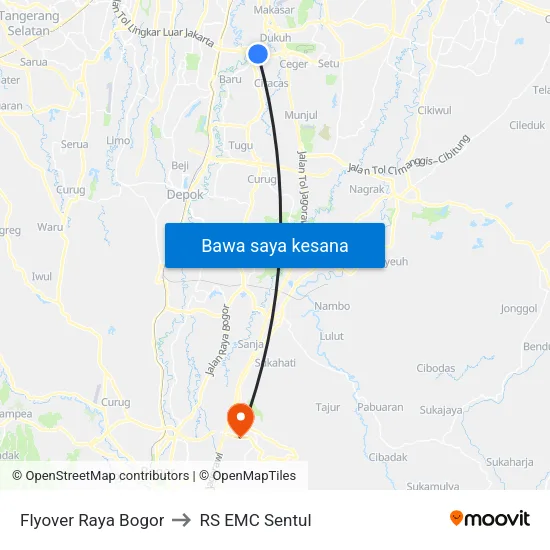 Flyover Raya Bogor to RS EMC Sentul map