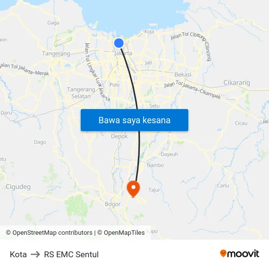 Kota to RS EMC Sentul map
