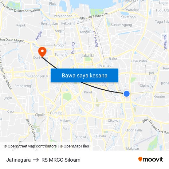 Jatinegara to RS MRCC Siloam map