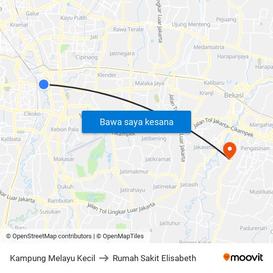 Kampung Melayu Kecil to Rumah Sakit Elisabeth map