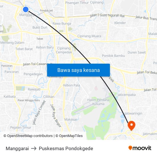 Manggarai to Puskesmas Pondokgede map