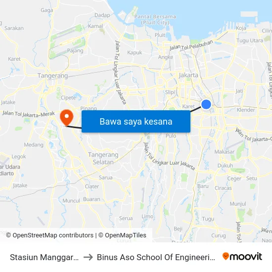 Stasiun Manggarai to Binus Aso School Of Engineering map