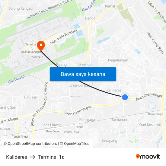 Kalideres to Terminal 1a map