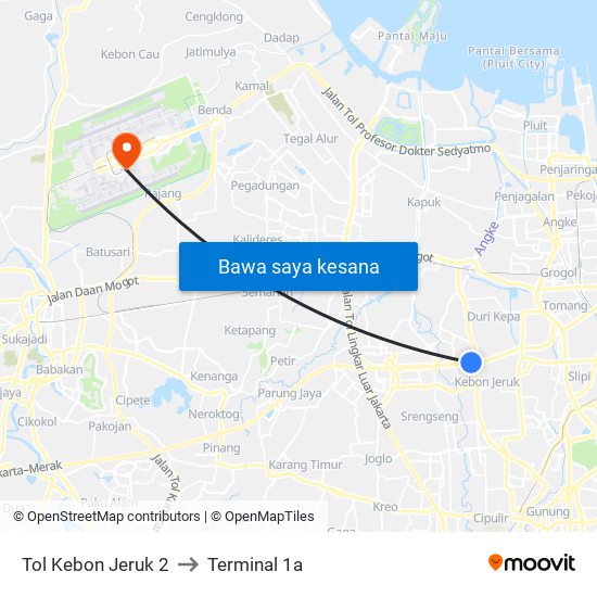 Tol Kebon Jeruk 2 to Terminal 1a map