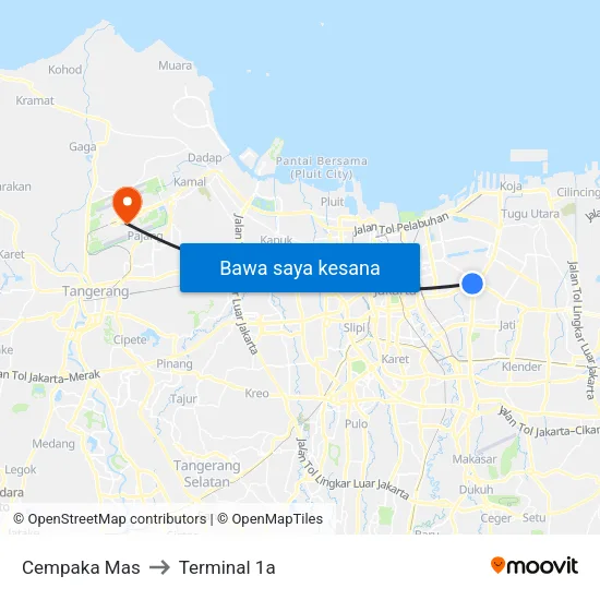 Cempaka Mas to Terminal 1a map