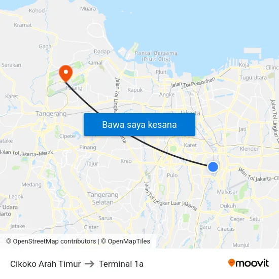 Cikoko Arah Timur to Terminal 1a map