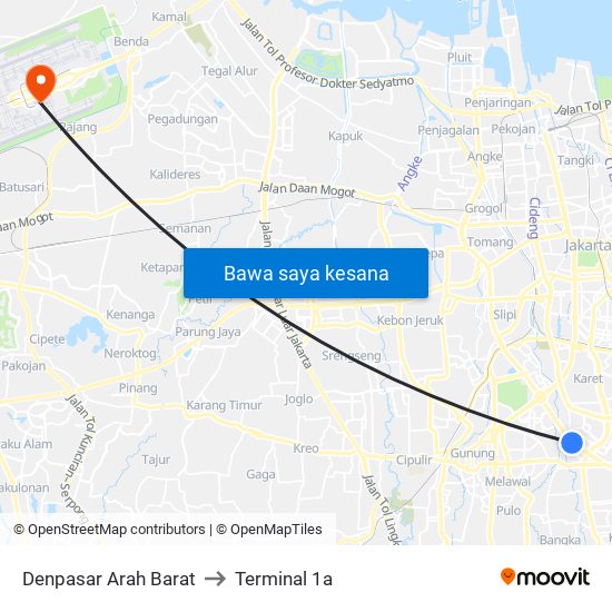 Denpasar Arah Barat to Terminal 1a map