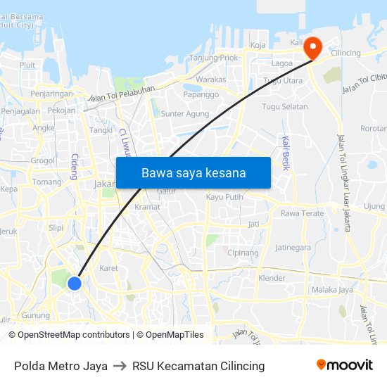 Polda Metro Jaya to RSU Kecamatan Cilincing map