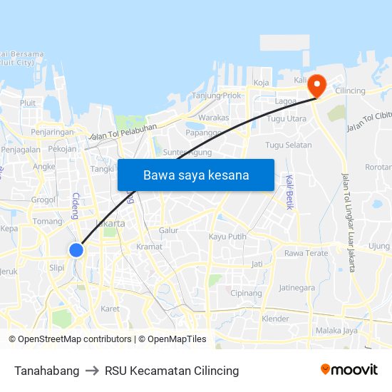 Tanahabang to RSU Kecamatan Cilincing map