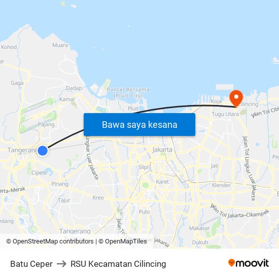 Batu Ceper to RSU Kecamatan Cilincing map