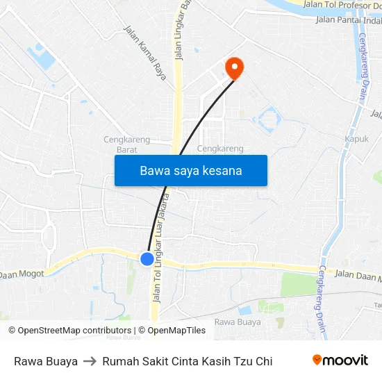 Rawa Buaya to Rumah Sakit Cinta Kasih Tzu Chi map