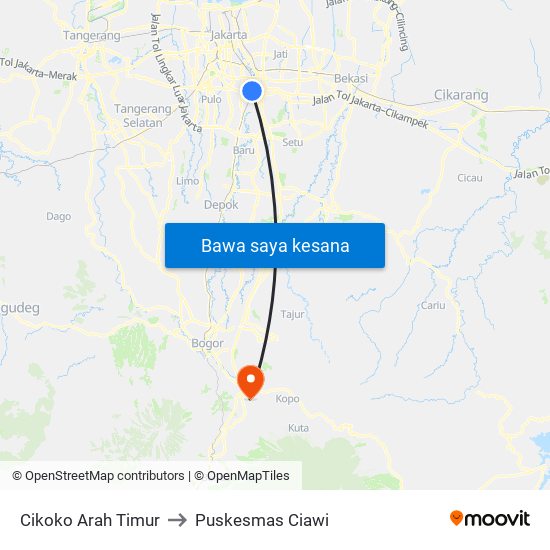 Cikoko Arah Timur to Puskesmas Ciawi map