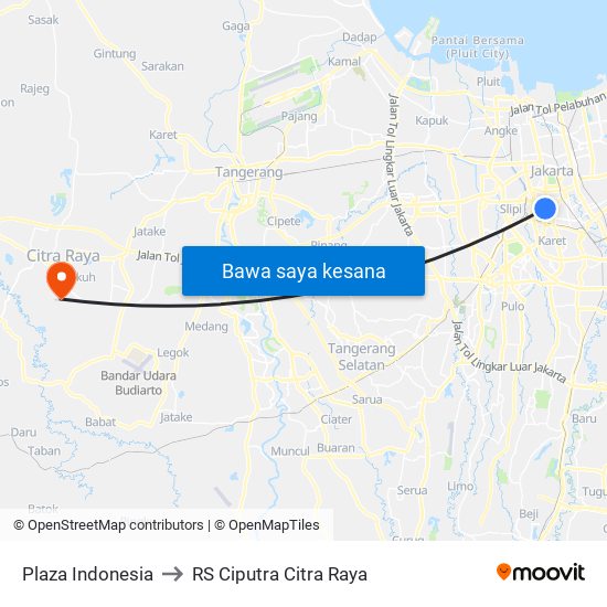 Plaza Indonesia to RS Ciputra Citra Raya map