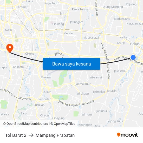 Tol Barat 2 to Mampang Prapatan map