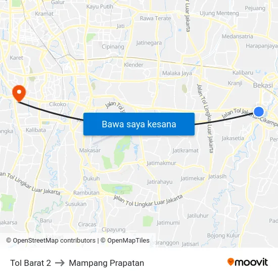 Tol Barat 2 to Mampang Prapatan map
