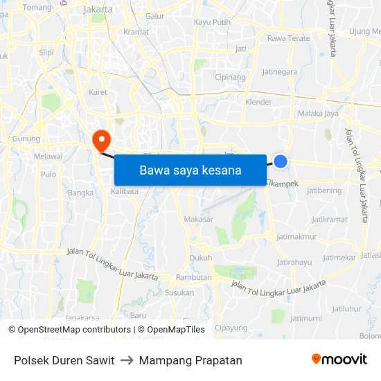 Polsek Duren Sawit to Mampang Prapatan map