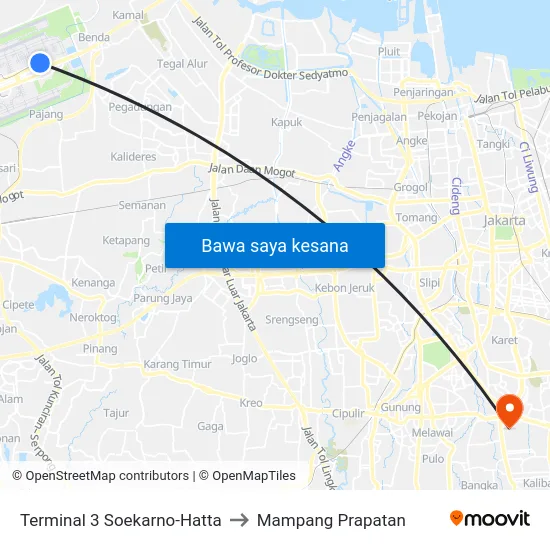 Terminal 3 Soekarno-Hatta to Mampang Prapatan map