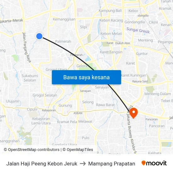 Jalan Haji Peeng Kebon Jeruk to Mampang Prapatan map