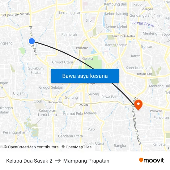Kelapa Dua Sasak 2 to Mampang Prapatan map