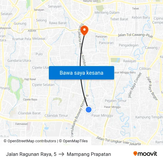 Jalan Ragunan Raya, 5 to Mampang Prapatan map