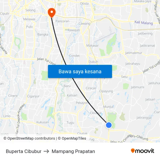 Buperta Cibubur to Mampang Prapatan map
