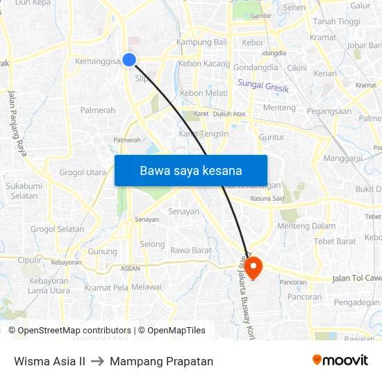 Wisma Asia II to Mampang Prapatan map