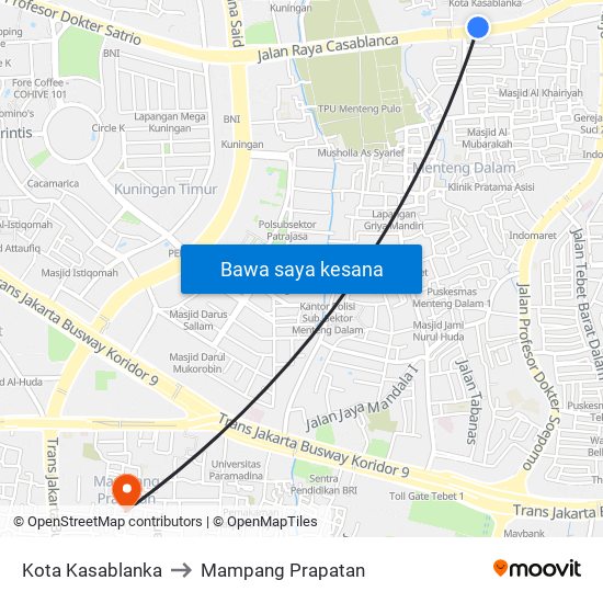 Kota Kasablanka to Mampang Prapatan map