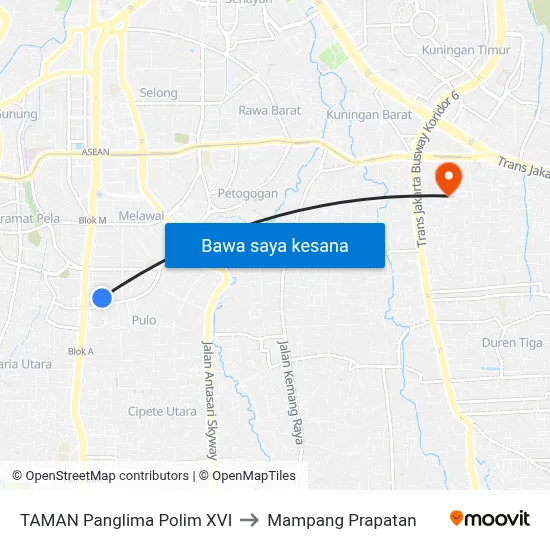 TAMAN Panglima Polim XVI to Mampang Prapatan map