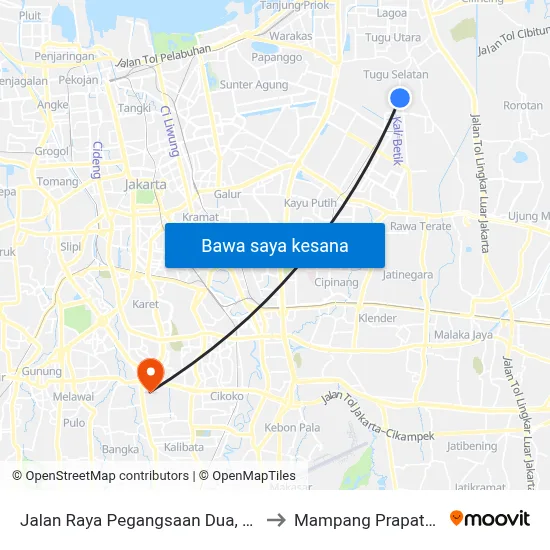 Jalan Raya Pegangsaan Dua, 23 to Mampang Prapatan map
