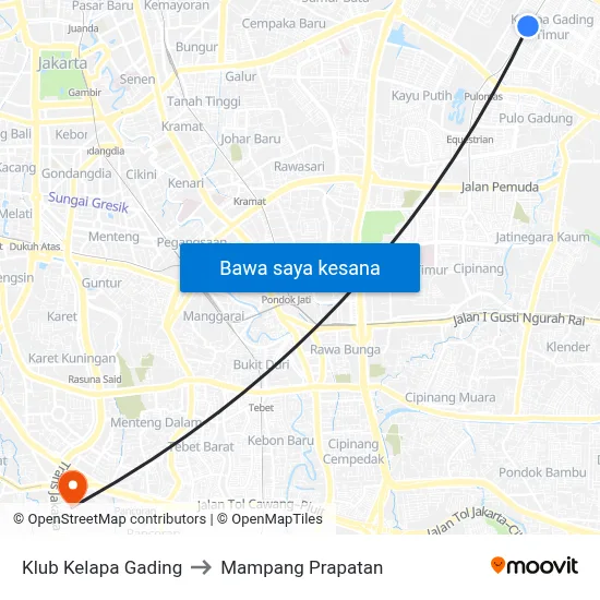 Klub Kelapa Gading to Mampang Prapatan map