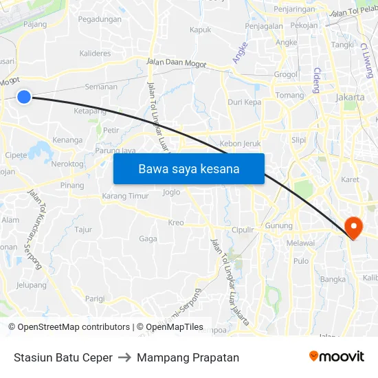 Stasiun Batu Ceper to Mampang Prapatan map