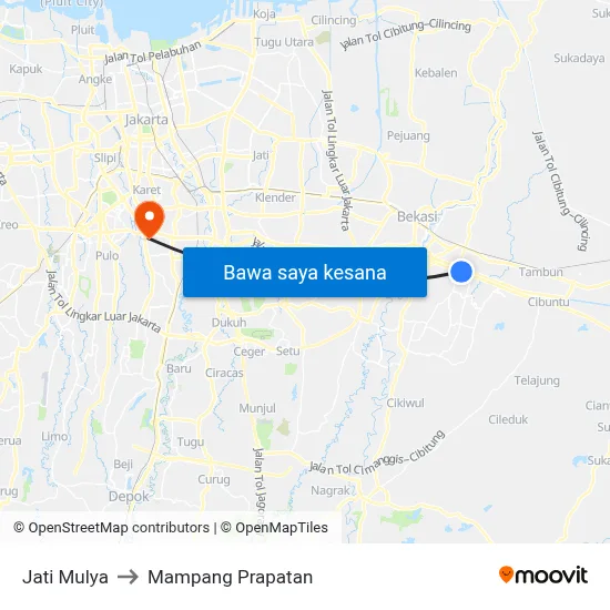Jati Mulya to Mampang Prapatan map