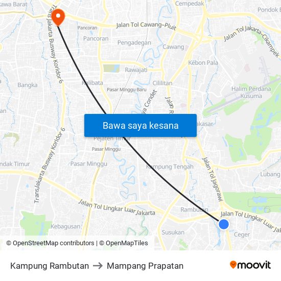 Kampung Rambutan to Mampang Prapatan map