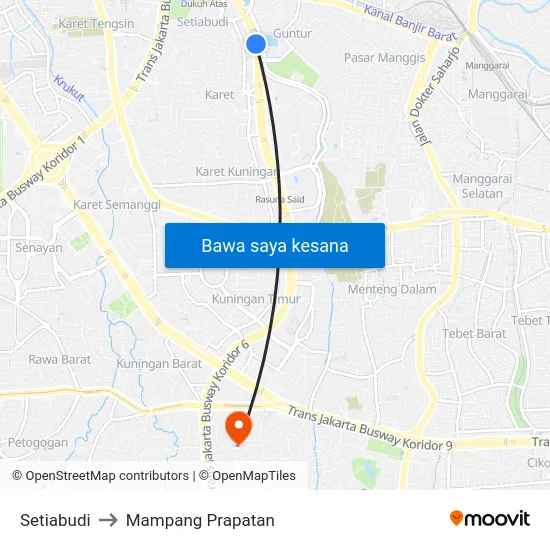 Setiabudi to Mampang Prapatan map