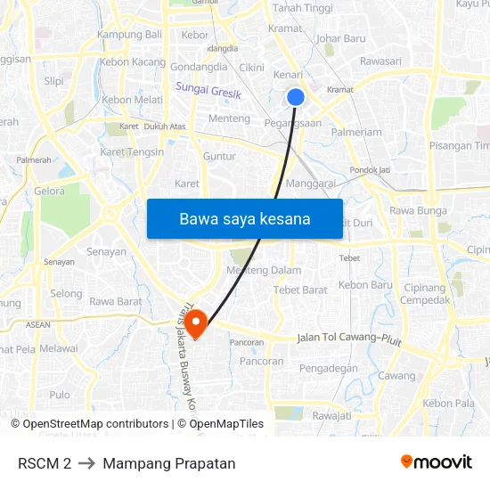 RSCM 2 to Mampang Prapatan map