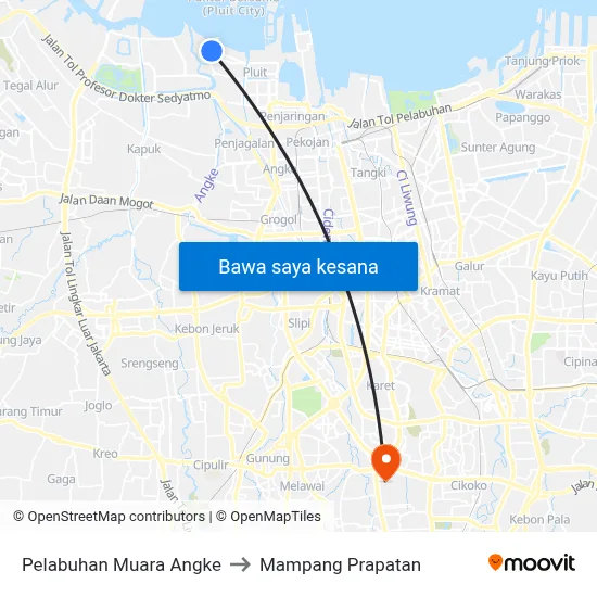 Pelabuhan Muara Angke to Mampang Prapatan map