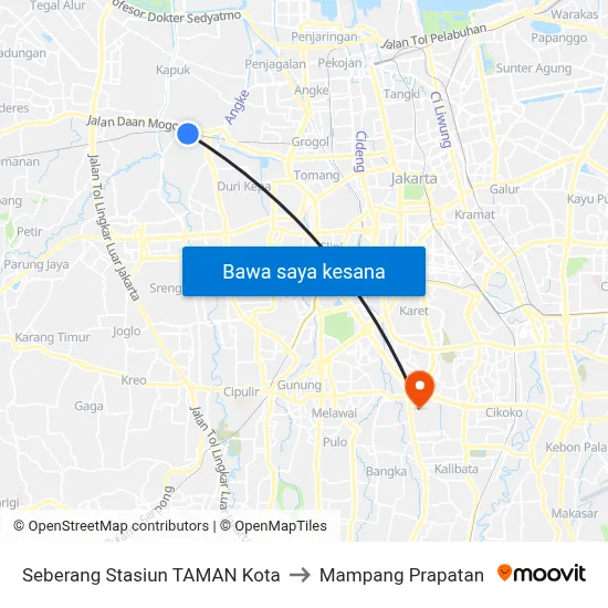 Seberang Stasiun TAMAN Kota to Mampang Prapatan map