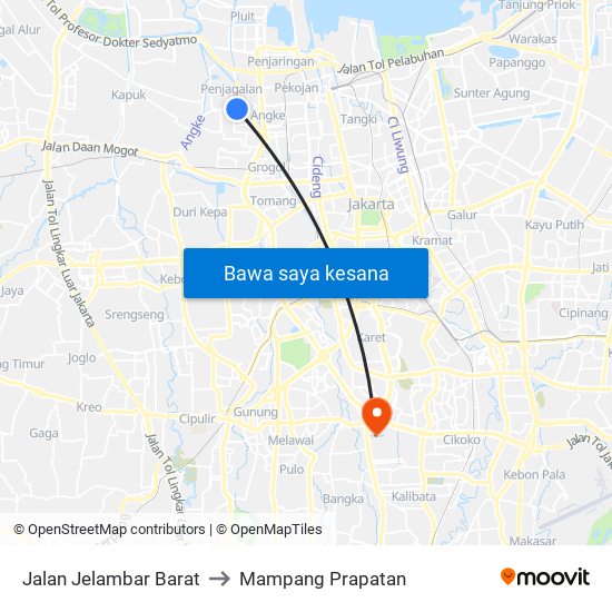 Jalan Jelambar Barat to Mampang Prapatan map