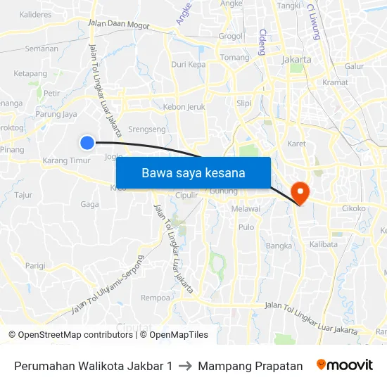 Perumahan Walikota Jakbar 1 to Mampang Prapatan map