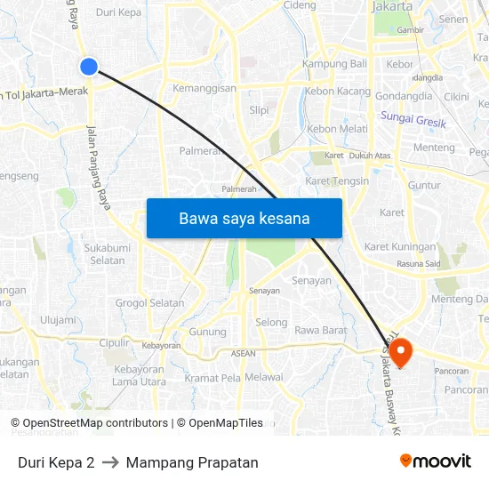Duri Kepa 2 to Mampang Prapatan map