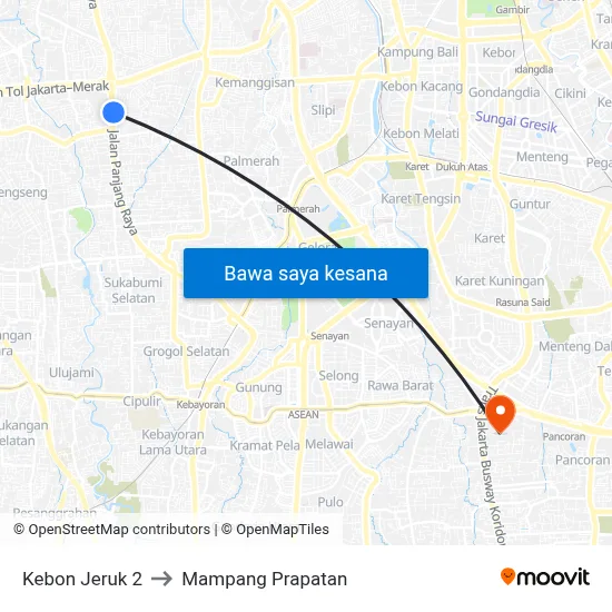 Kebon Jeruk 2 to Mampang Prapatan map