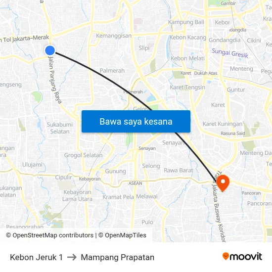 Kebon Jeruk 1 to Mampang Prapatan map